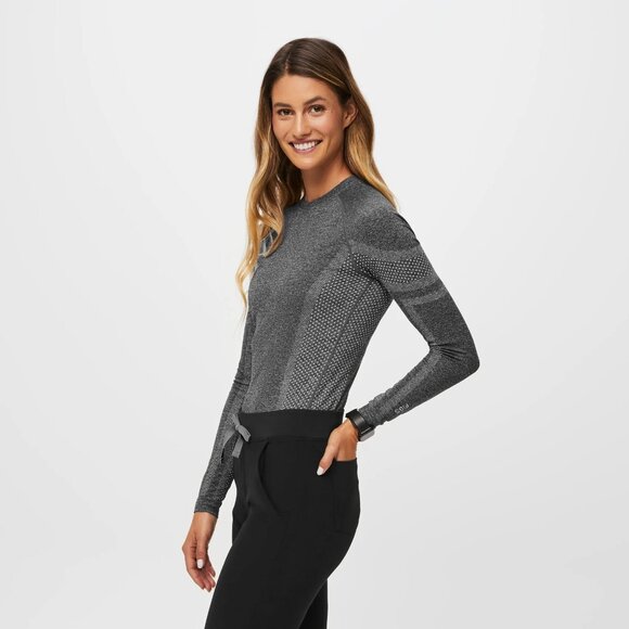 Figs Salta Seamless Longsleeve Underscrub in Graphite, Size Large - Picture 2 of 8